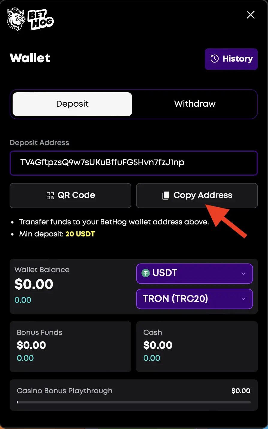 Copy address / QR